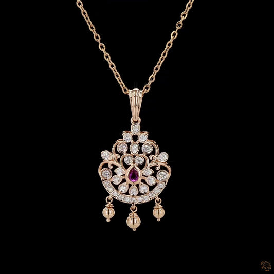 Ruby Diamond Pendant in 18KT Yellow Gold