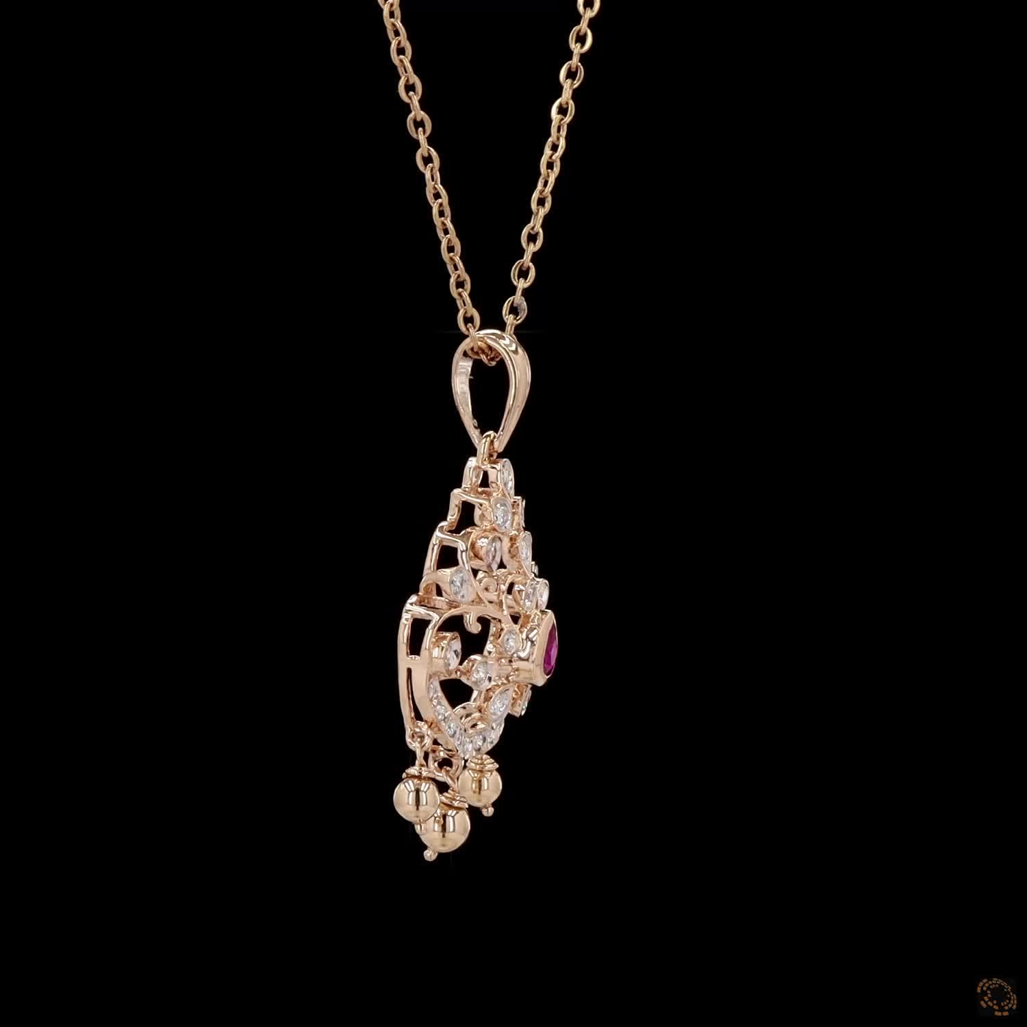 Ruby Diamond Pendant in 18KT Yellow Gold