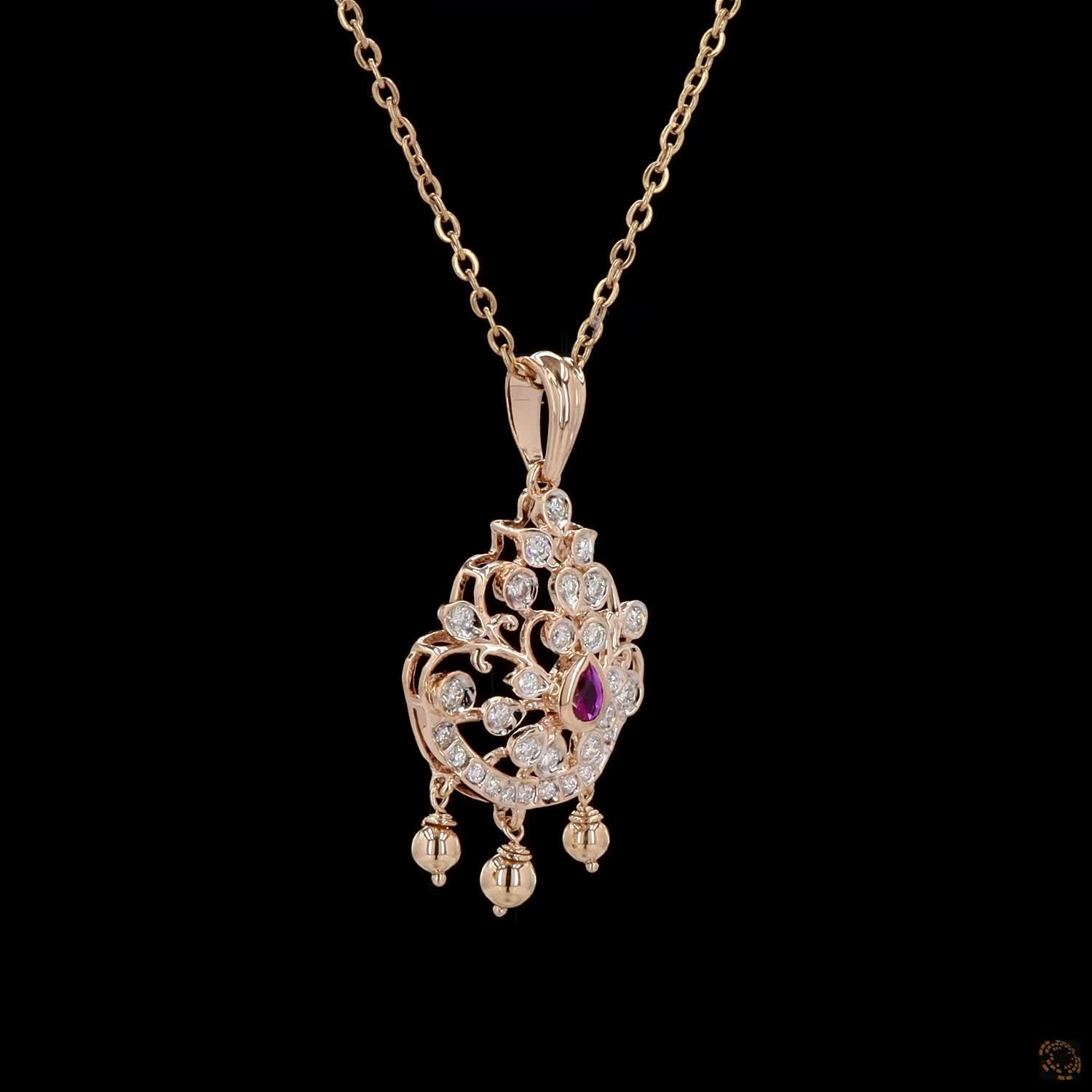 Ruby Diamond Pendant in 18KT Yellow Gold