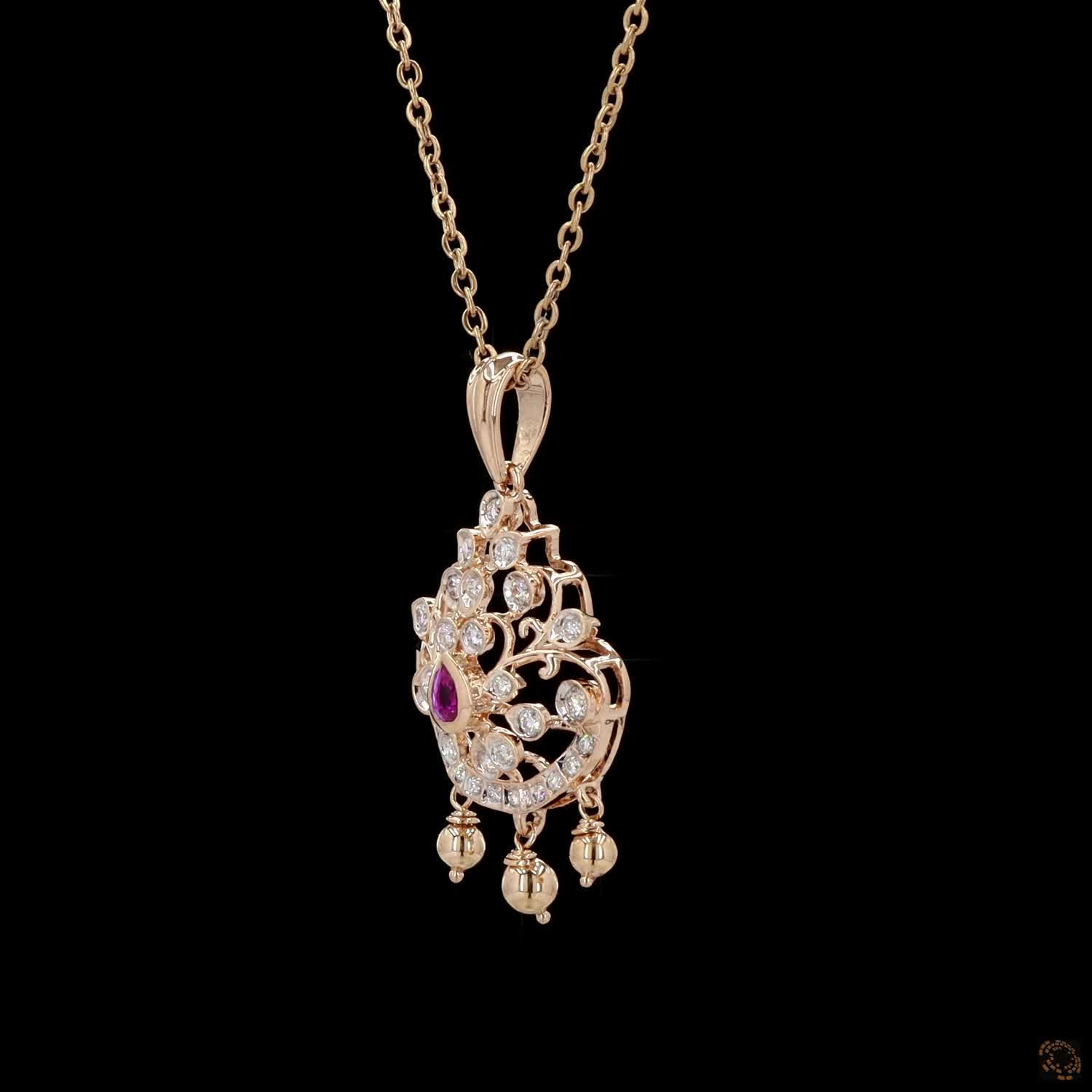 Ruby Diamond Pendant in 18KT Yellow Gold
