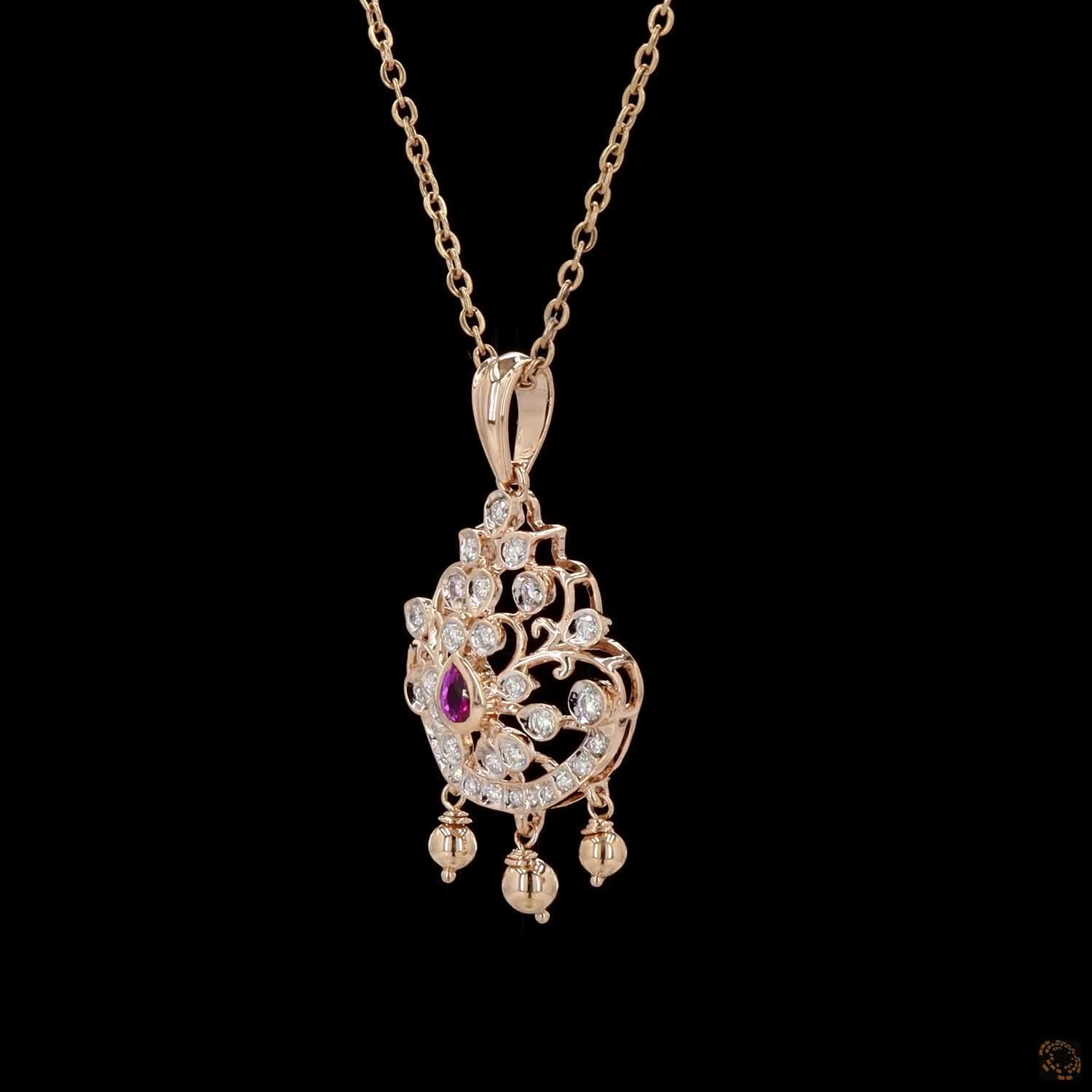 Ruby Diamond Pendant in 18KT Yellow Gold