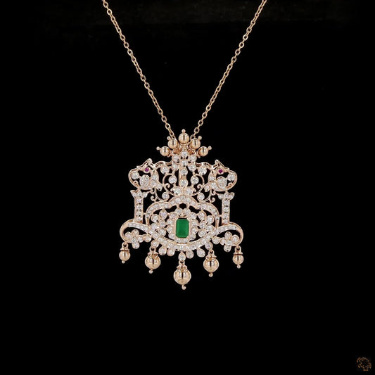 Emerald & Ruby Diamond Pendant in 18KT Yellow Gold