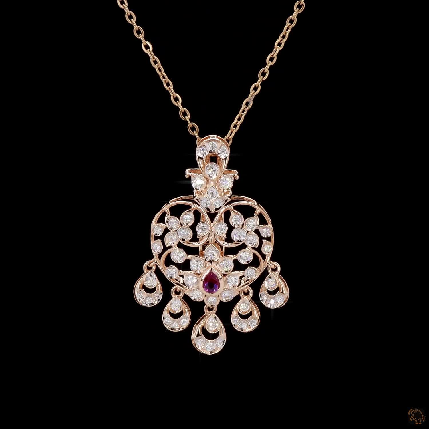 Ruby Diamond Pendant in 18KT Yellow Gold