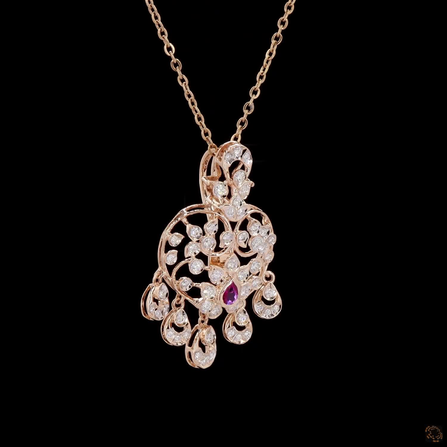 Ruby Diamond Pendant in 18KT Yellow Gold