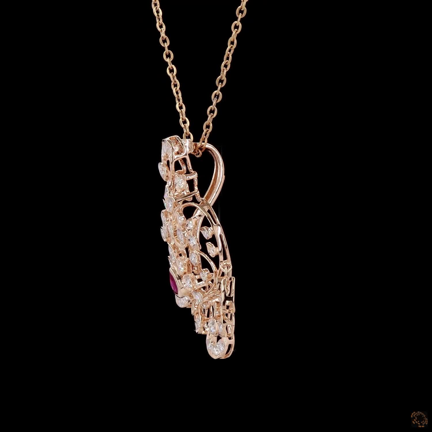 Ruby Diamond Pendant in 18KT Yellow Gold
