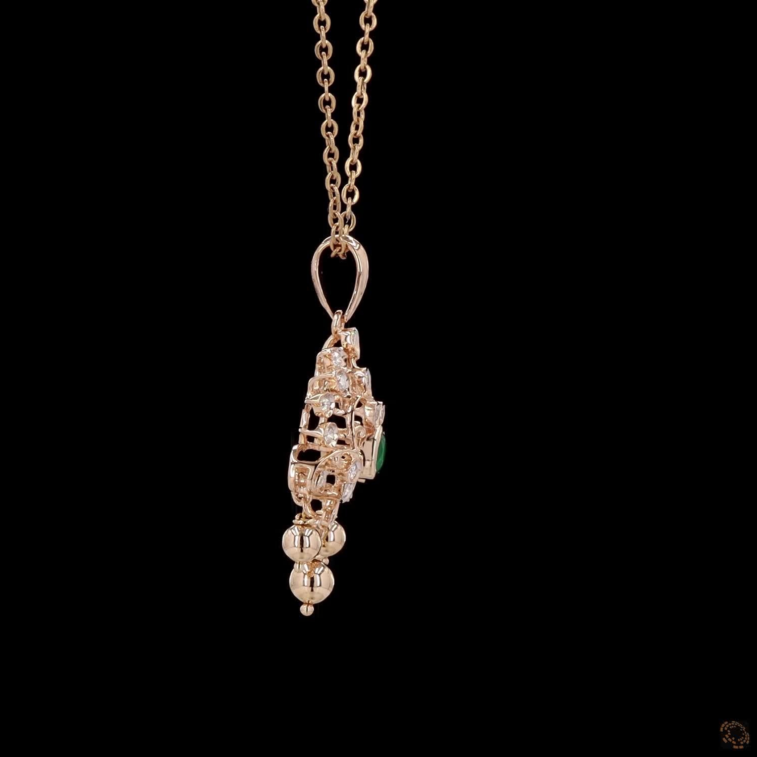 Emerald Diamond Pendant in 18KT Rose Gold