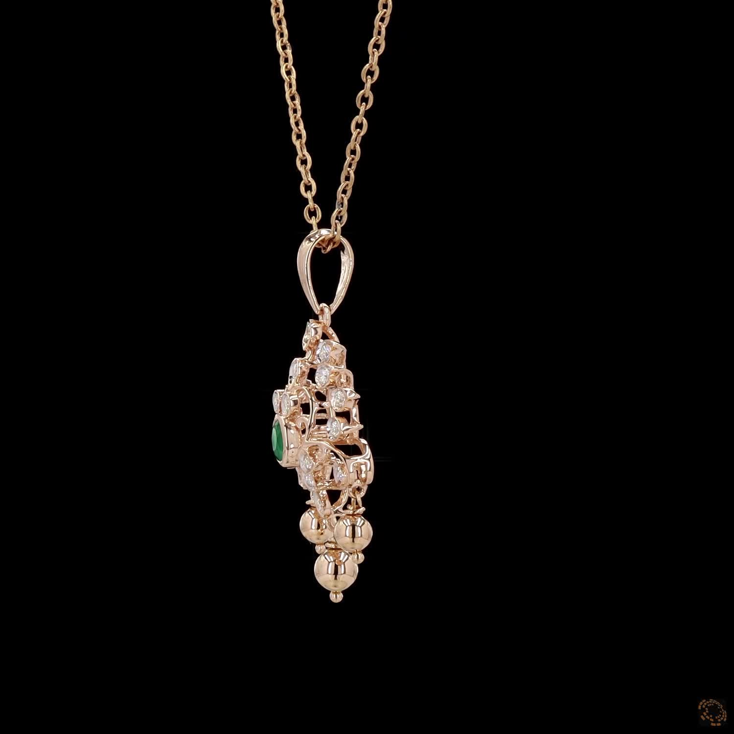 Emerald Diamond Pendant in 18KT Rose Gold