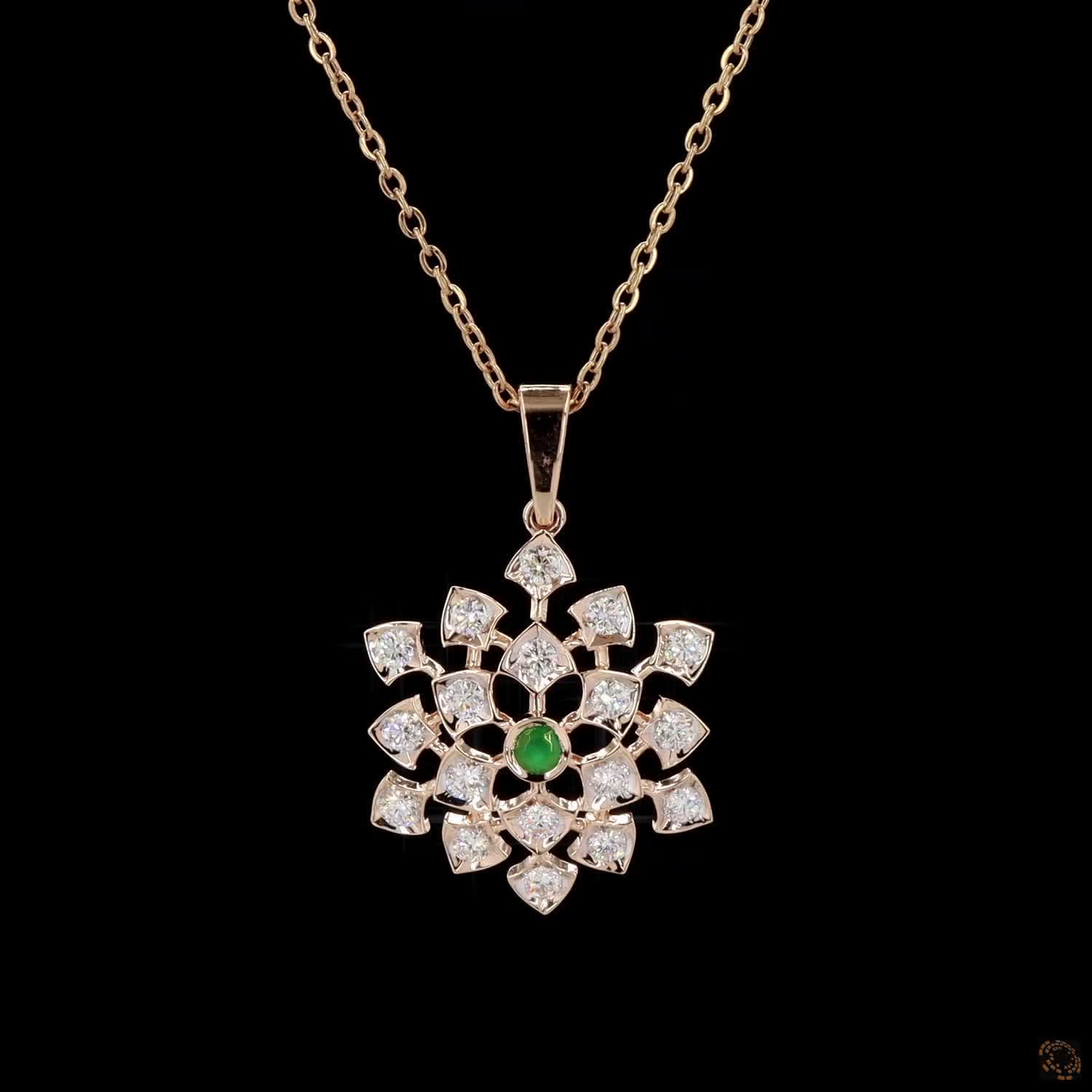 Emerald Diamond Pendant in 18KT Rose Gold