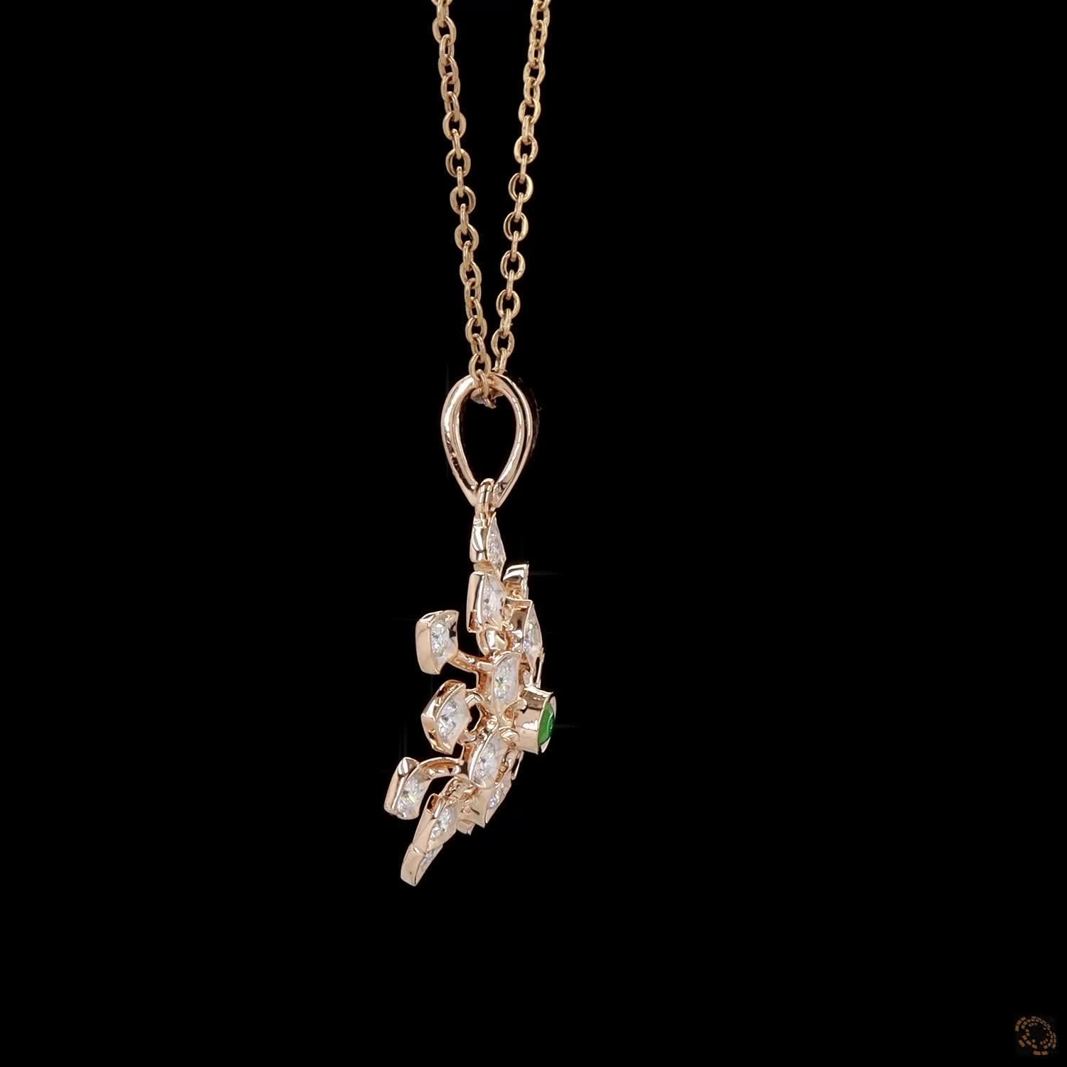 Emerald Diamond Pendant in 18KT Rose Gold