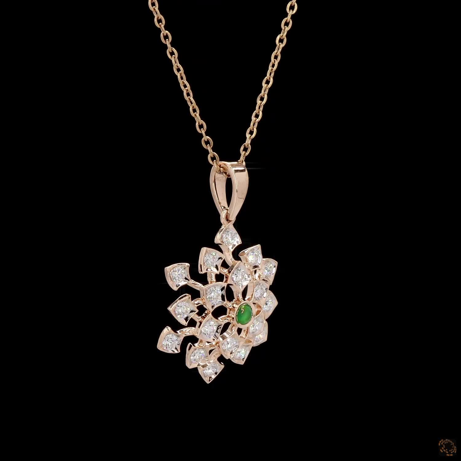 Emerald Diamond Pendant in 18KT Rose Gold