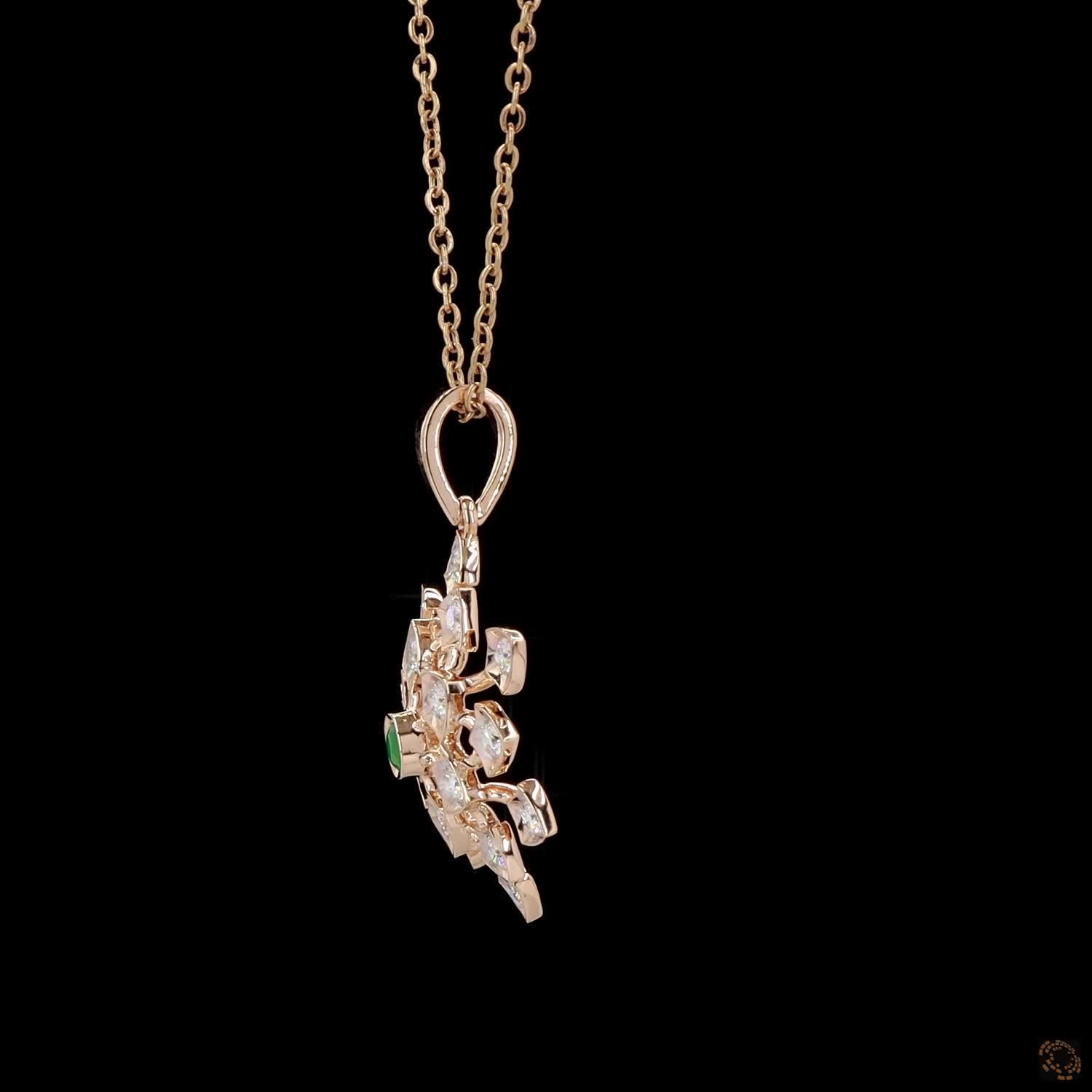 Emerald Diamond Pendant in 18KT Rose Gold