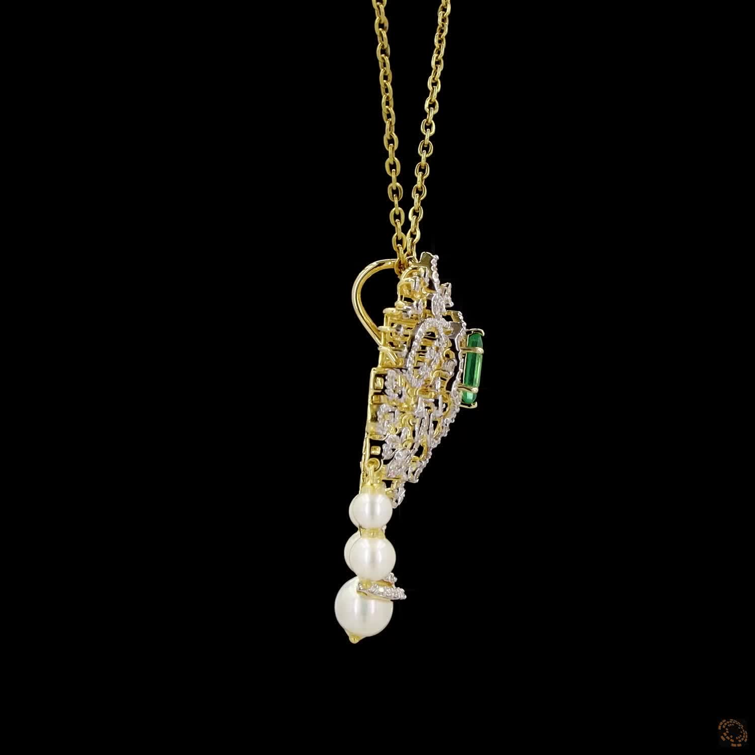 Emerald & Ruby Diamond Pendant in 18KT Yellow Gold