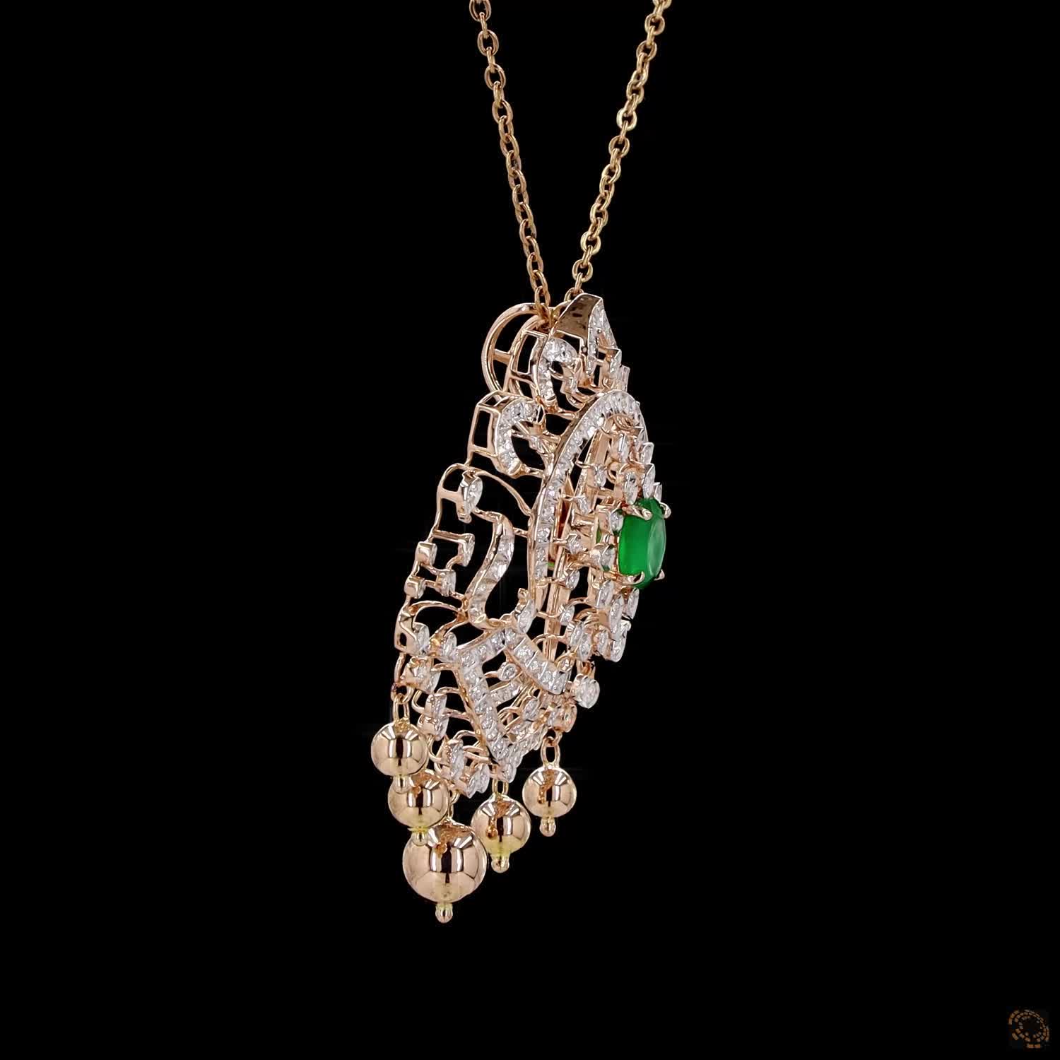 Emerald & Ruby Diamond Pendant in 18KT Rose Gold