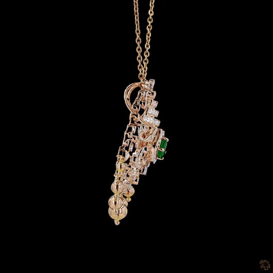 Emerald & Ruby Diamond Pendant in 18KT Rose Gold