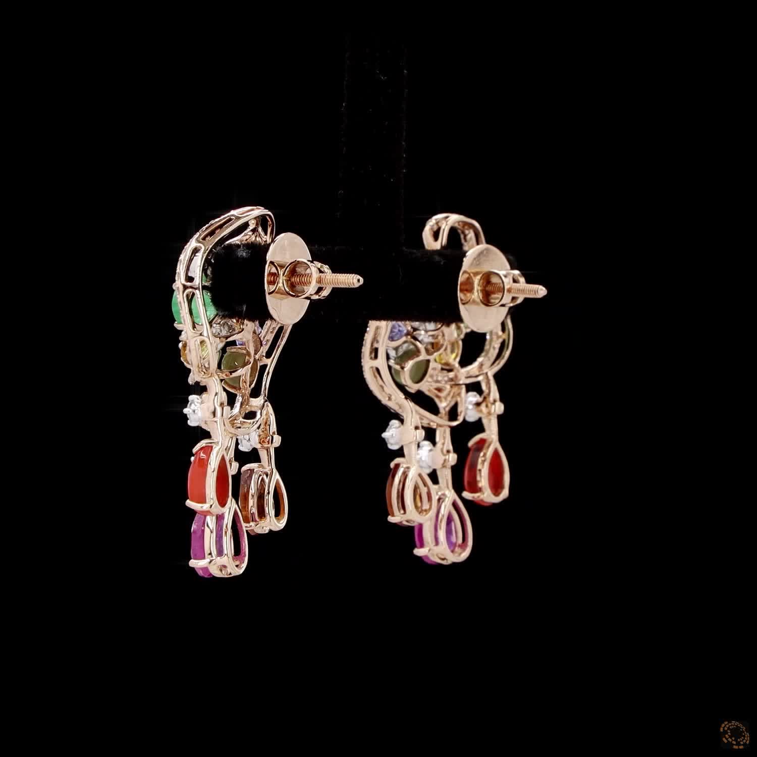 Navratna Stone & Navratna Stone Diamond Pendant Set in 18KT Yellow Gold