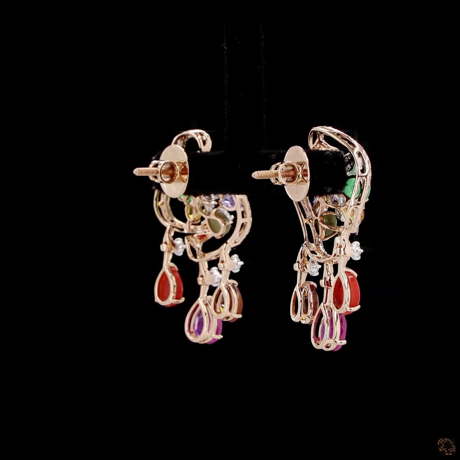 Navratna Stone & Navratna Stone Diamond Pendant Set in 18KT Yellow Gold