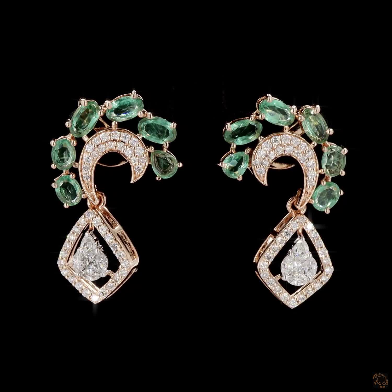 Emerald & Emerald Diamond Pendant Set in 18KT Rose Gold
