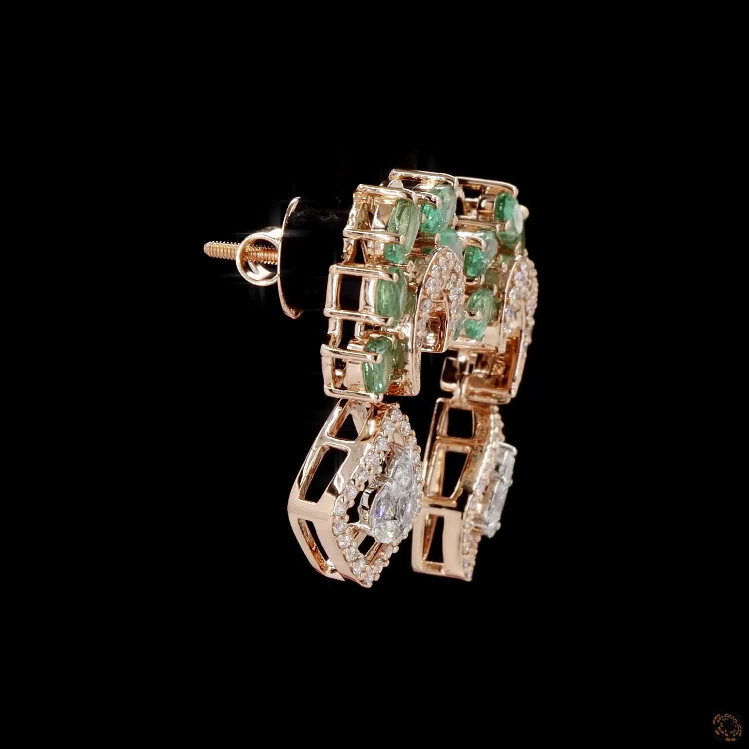 Emerald & Emerald Diamond Pendant Set in 18KT Rose Gold