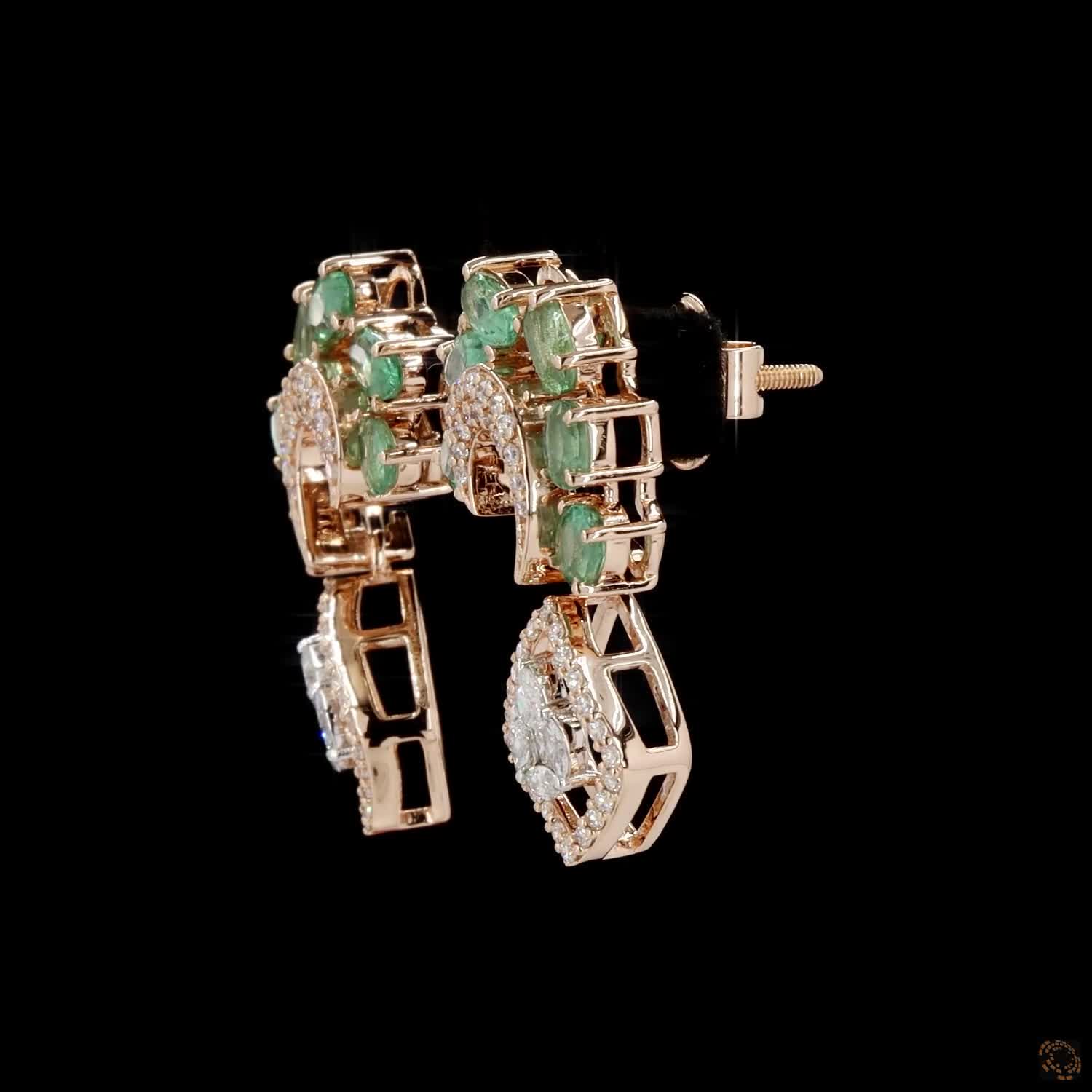 Emerald & Emerald Diamond Pendant Set in 18KT Rose Gold