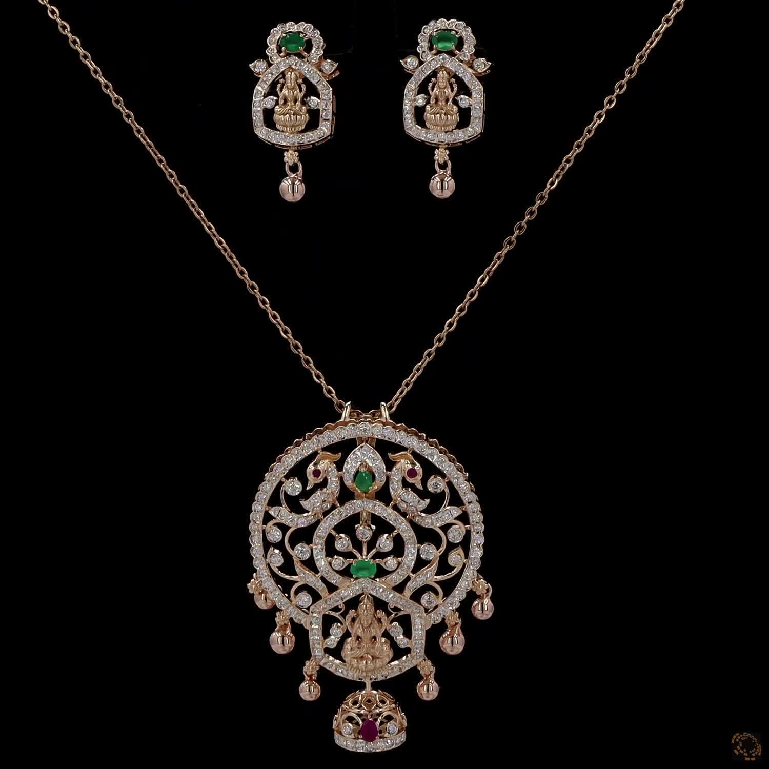 Emerald & Ruby Diamond Pendant Set in 18KT Yellow Gold