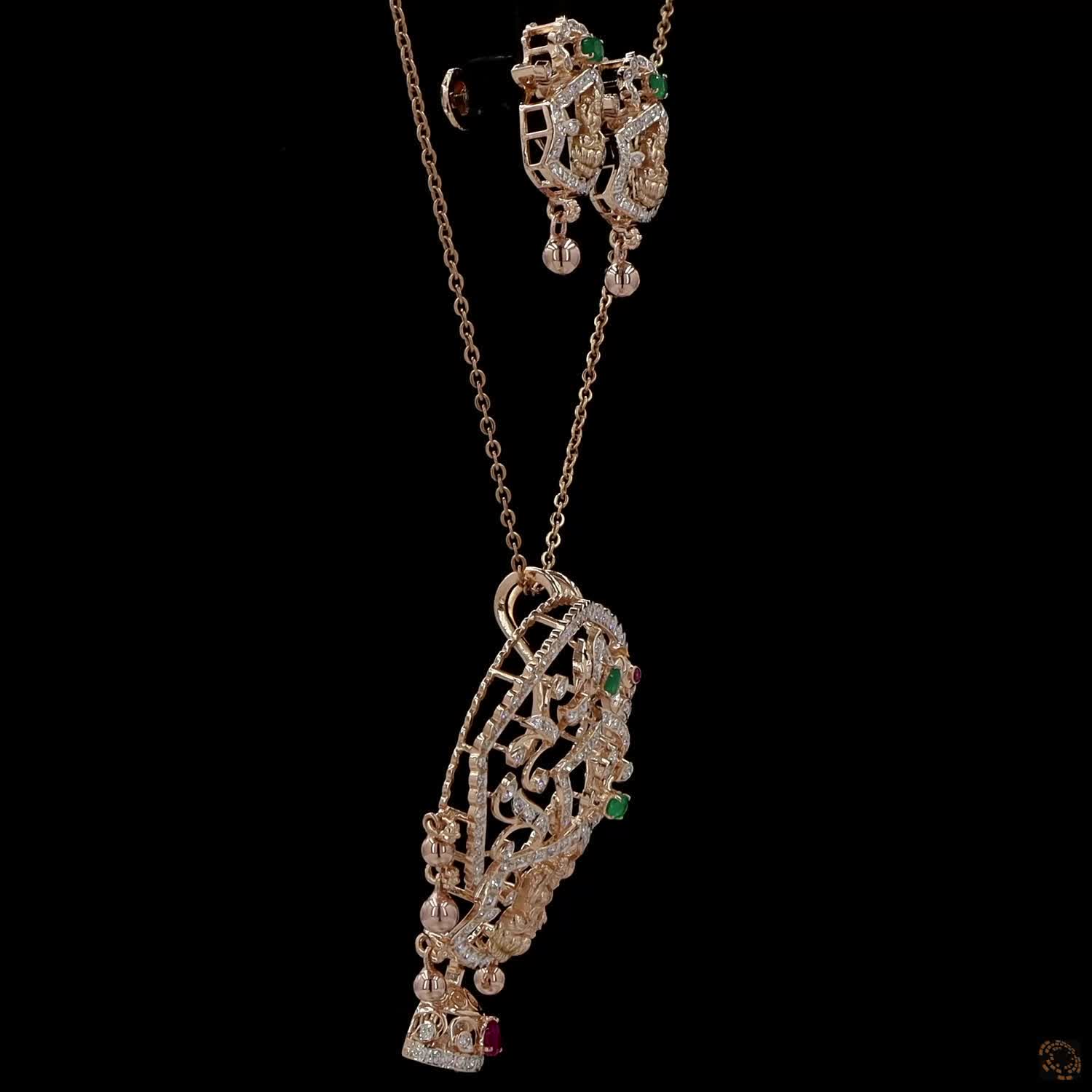 Emerald & Ruby Diamond Pendant Set in 18KT Yellow Gold