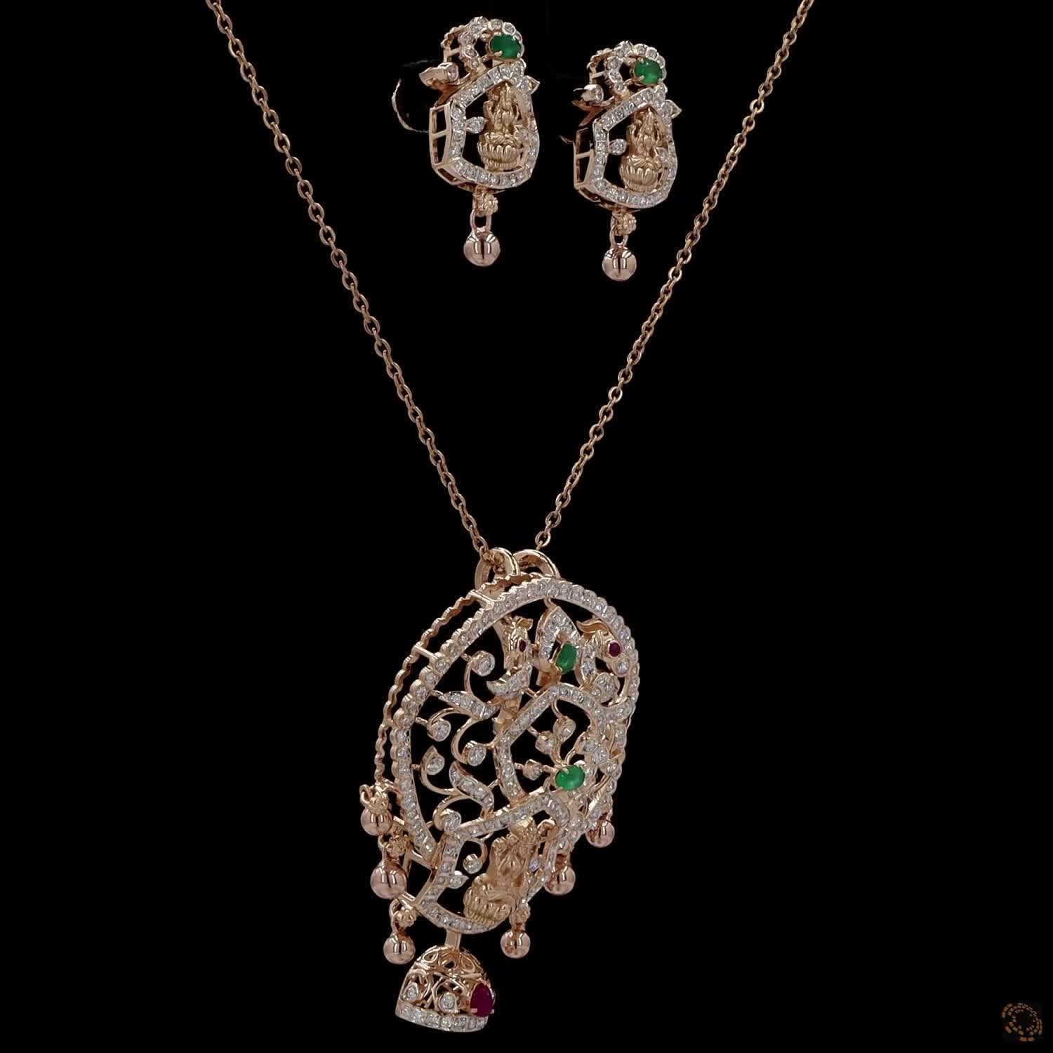 Emerald & Ruby Diamond Pendant Set in 18KT Yellow Gold
