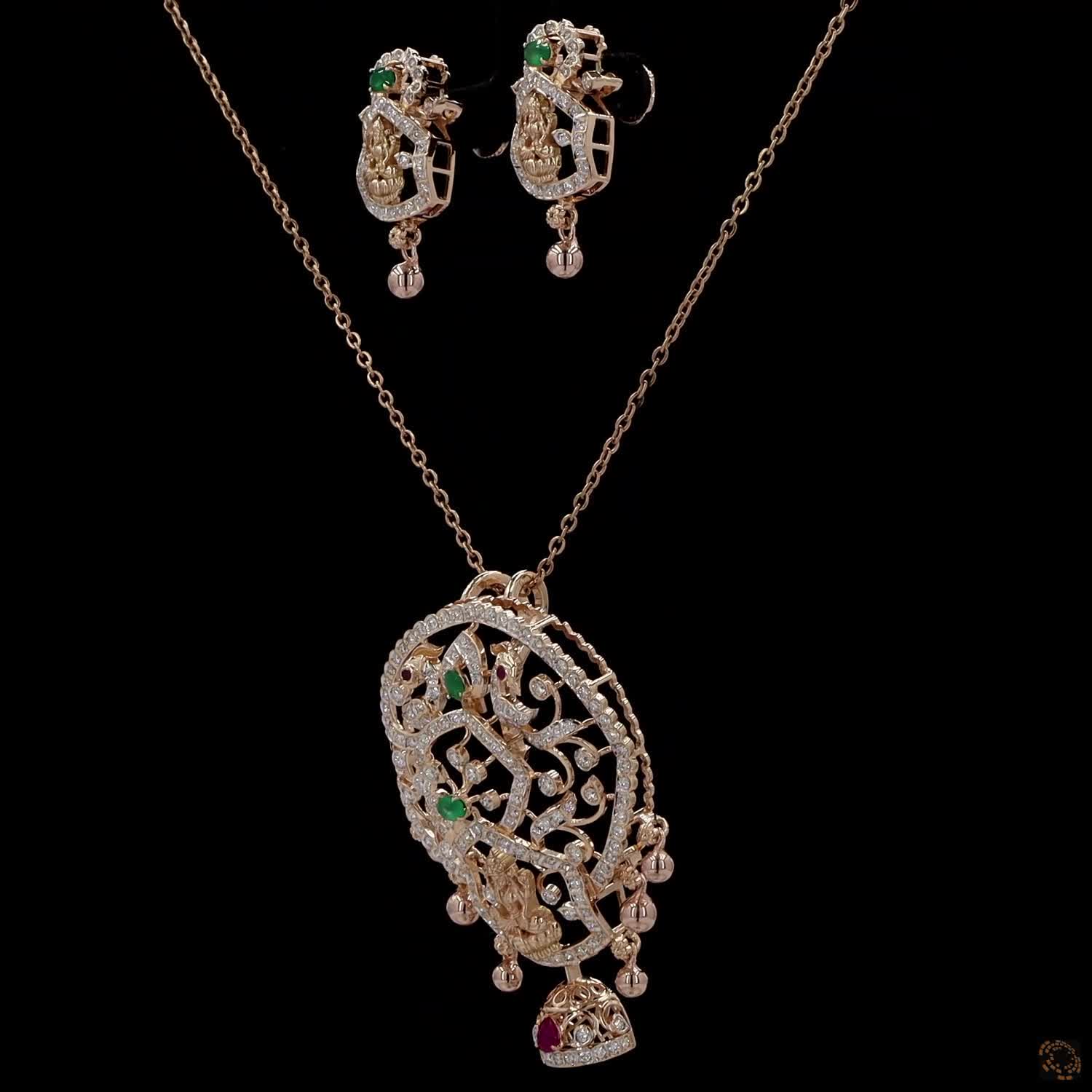 Emerald & Ruby Diamond Pendant Set in 18KT Yellow Gold