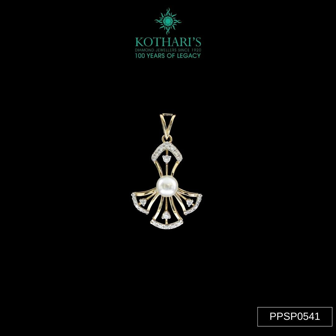 Pearl & Pearl Diamond Pendant Set in 14KT Yellow Gold