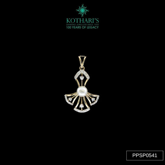 Pearl & Pearl Diamond Pendant Set in 14KT Yellow Gold