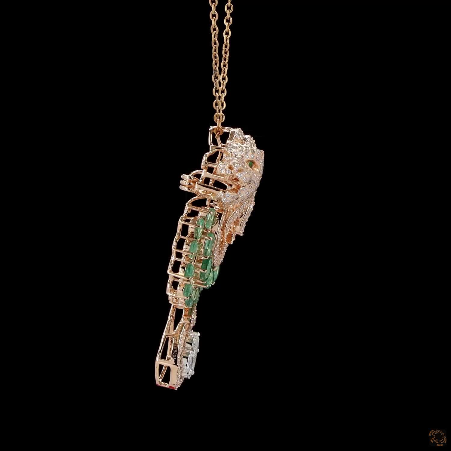 Emerald & Emerald Diamond Pendant Set in 18KT Rose Gold