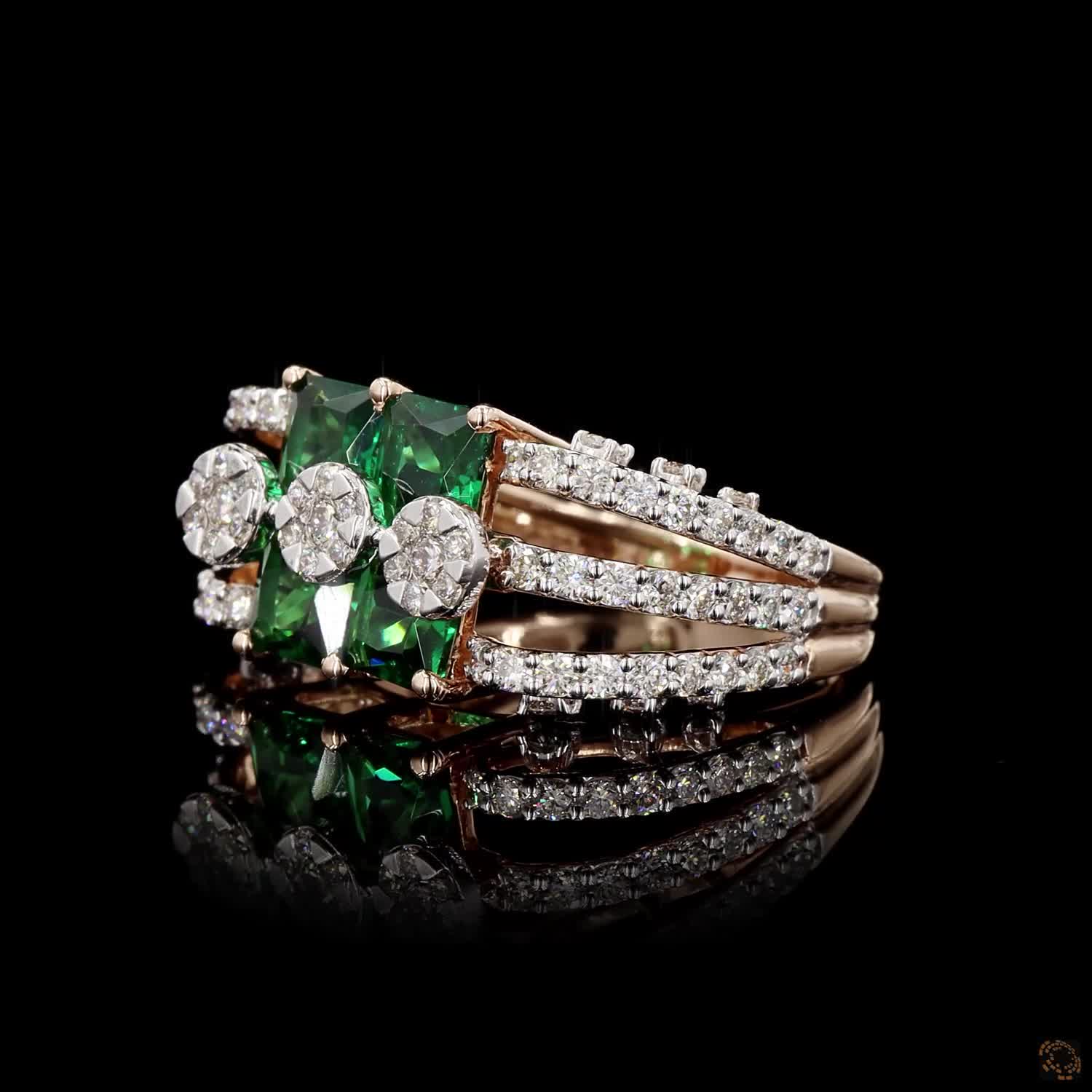 Emerald Diamond Ring in 14KT Rose Gold