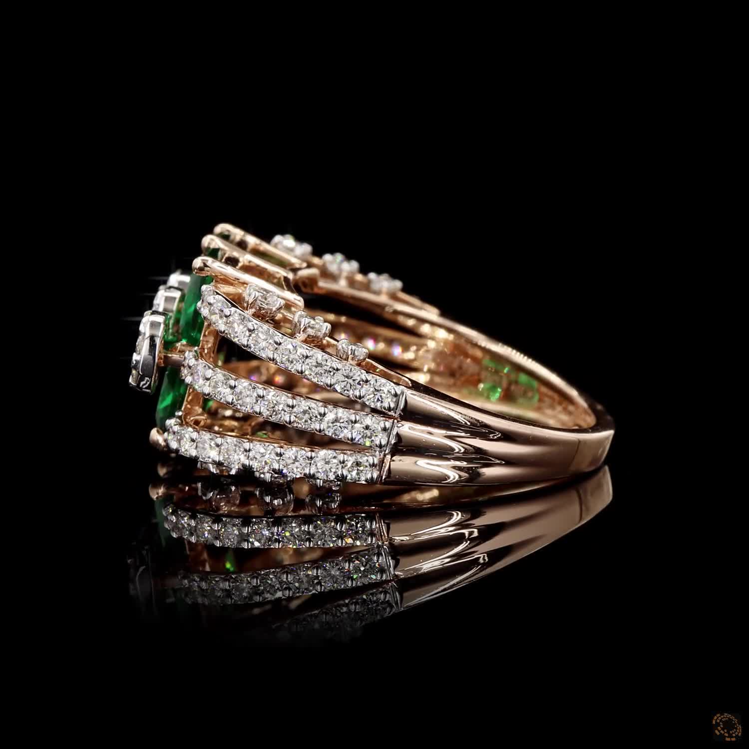 Emerald Diamond Ring in 14KT Rose Gold