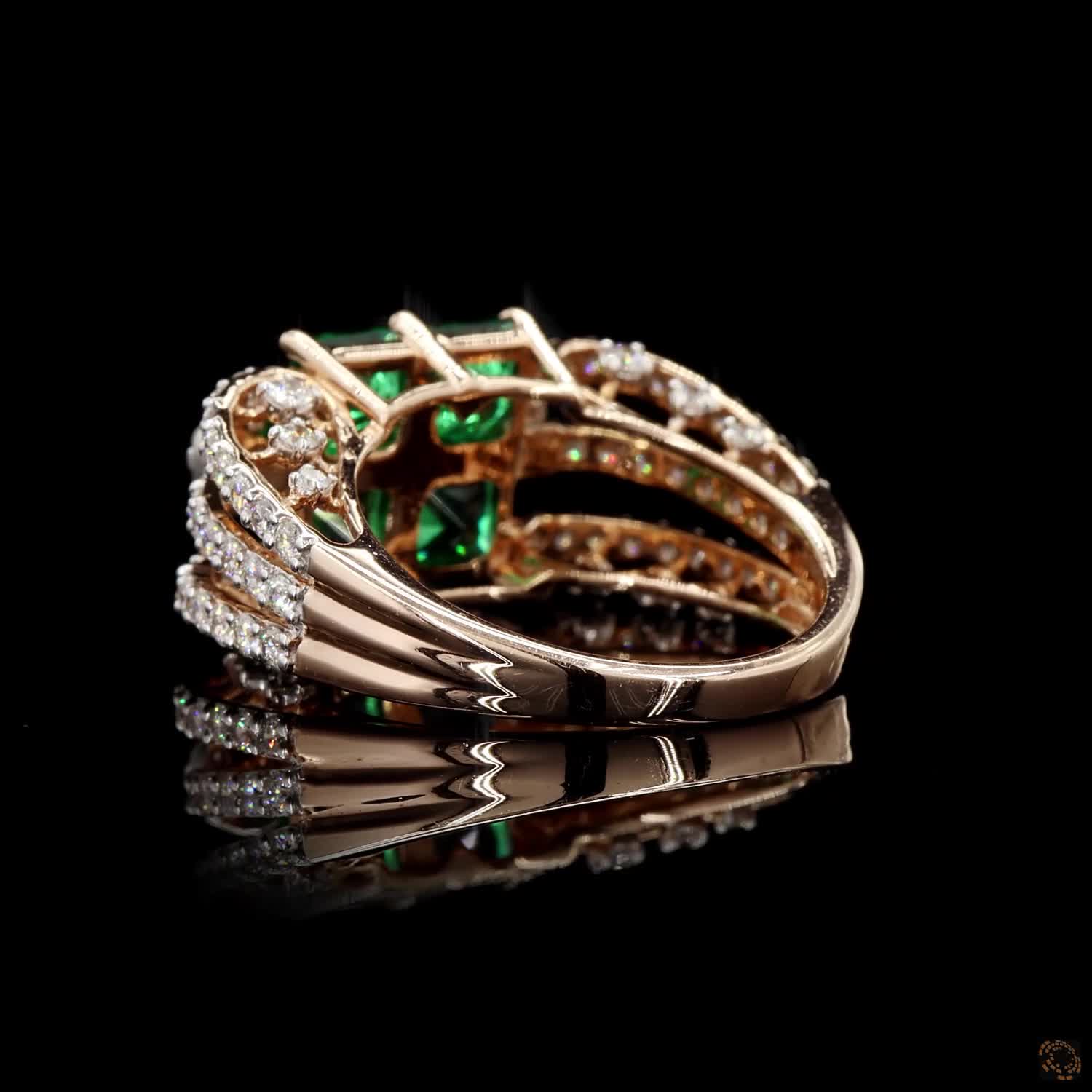 Emerald Diamond Ring in 14KT Rose Gold