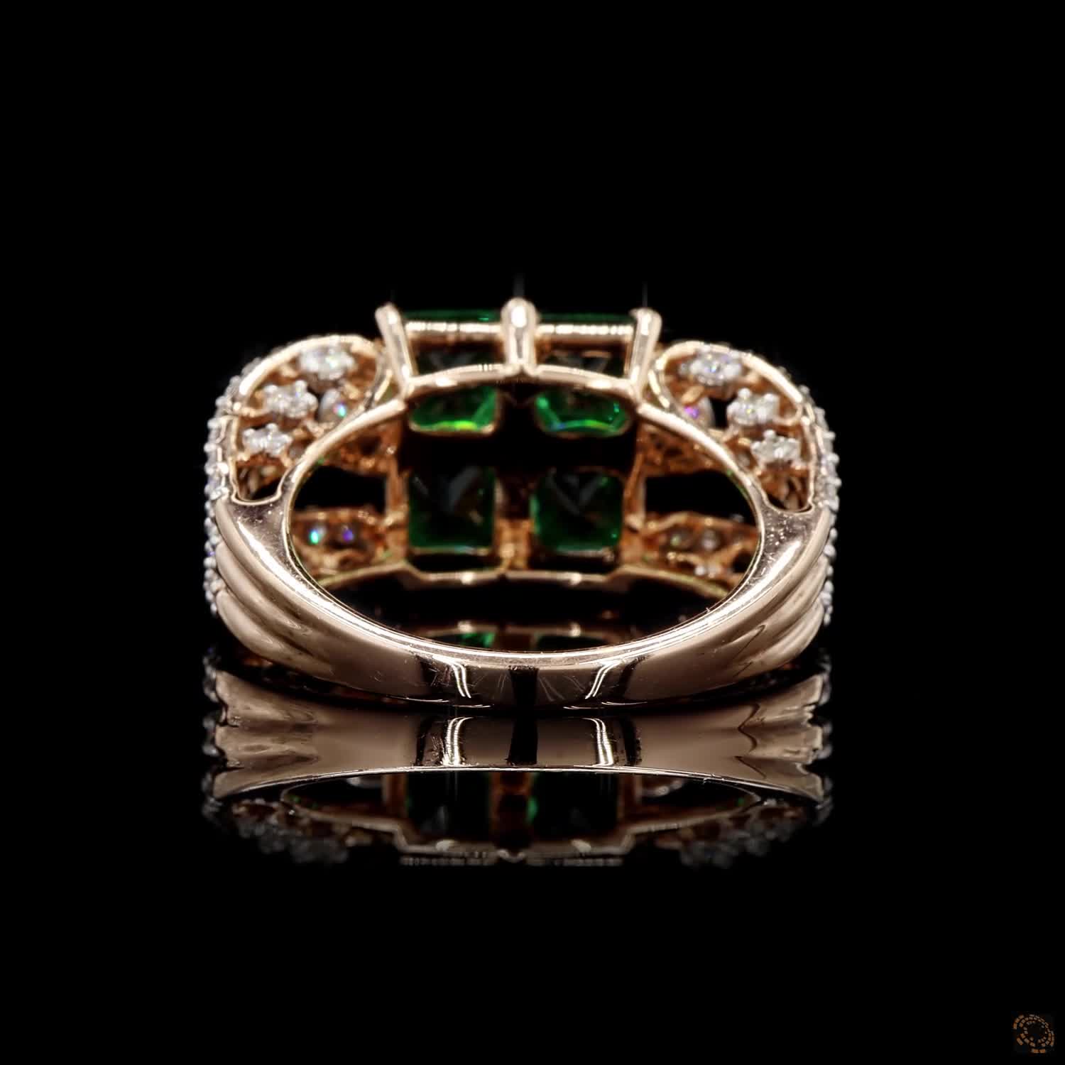 Emerald Diamond Ring in 14KT Rose Gold