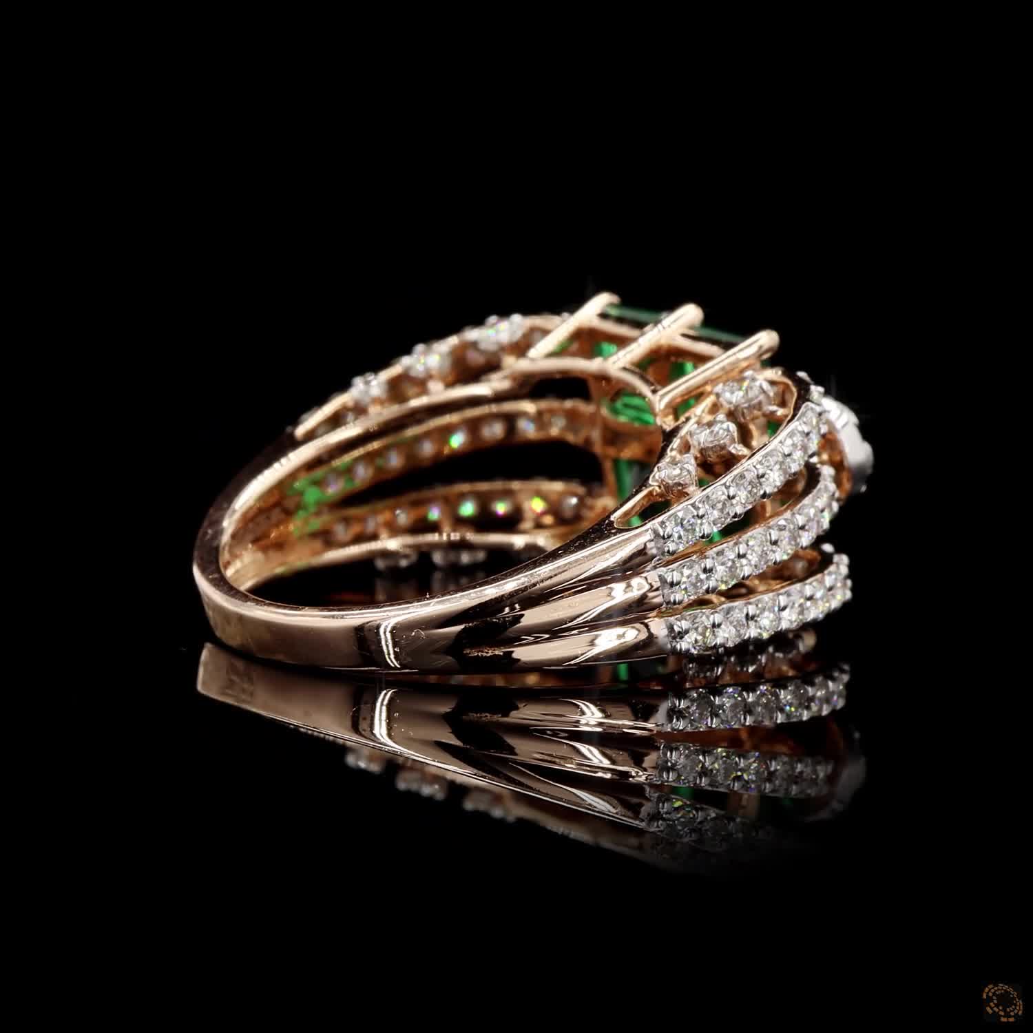Emerald Diamond Ring in 14KT Rose Gold