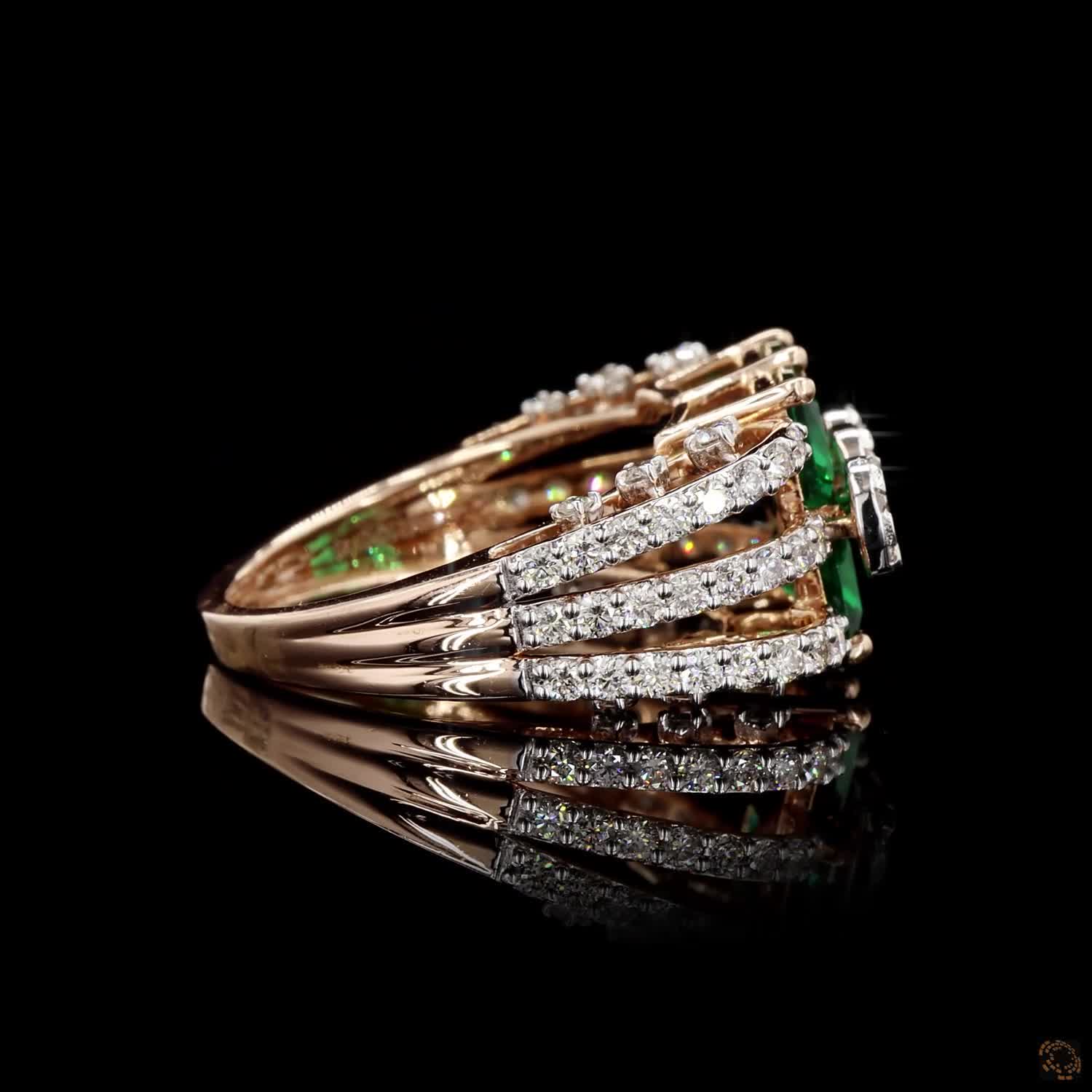 Emerald Diamond Ring in 14KT Rose Gold