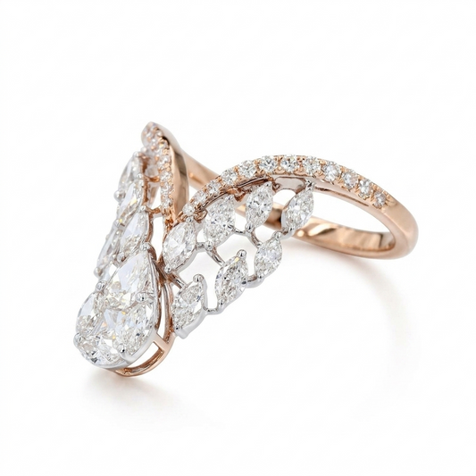 18KT Rose Gold Diamond Ring – Multi Shape Diamonds