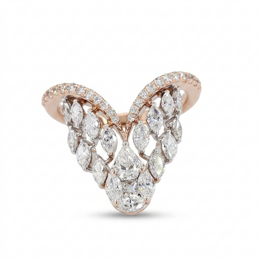 18KT Rose Gold Diamond Ring – Multi Shape Diamonds