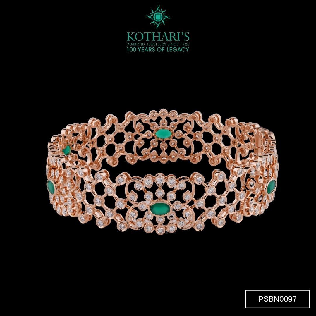 Emerald Diamond Bangles in 18KT Rose Gold