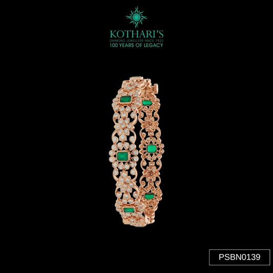Emerald Diamond Bangles in 18KT Yellow Gold