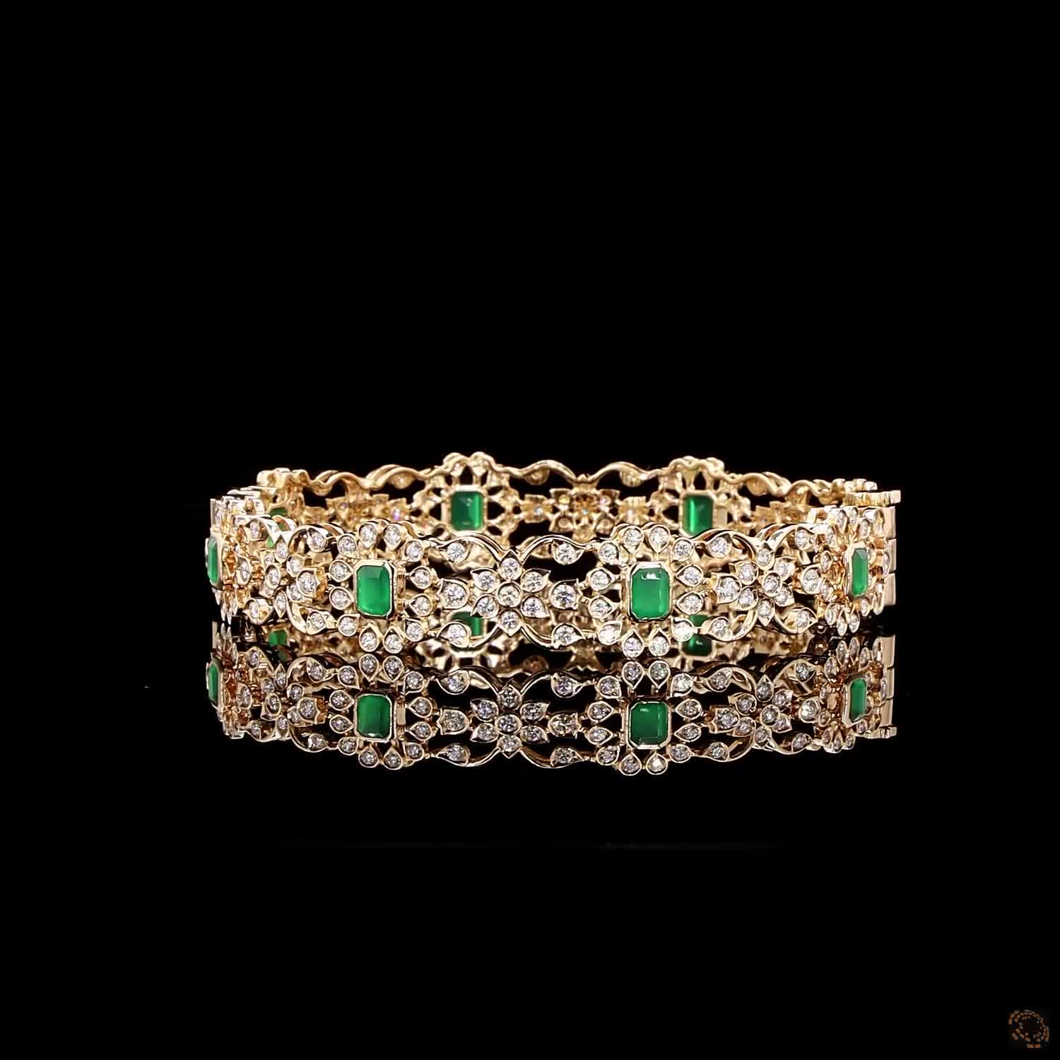 Emerald Diamond Bangles in 18KT Rose Gold