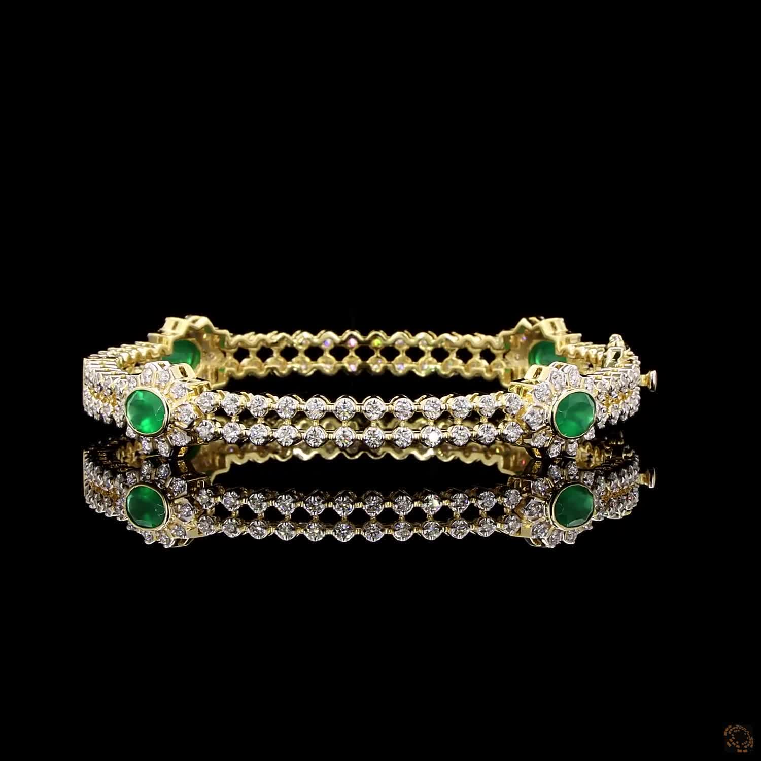 Emerald Diamond Bangles in 18KT Rose Gold