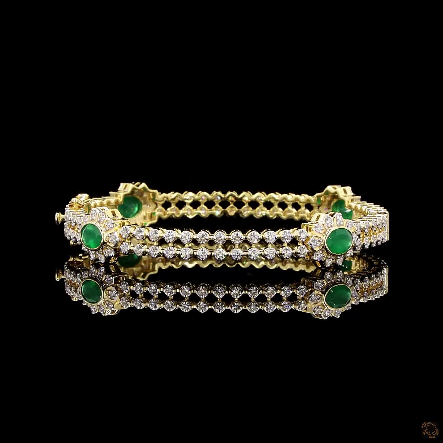 Emerald Diamond Bangles in 18KT Rose Gold