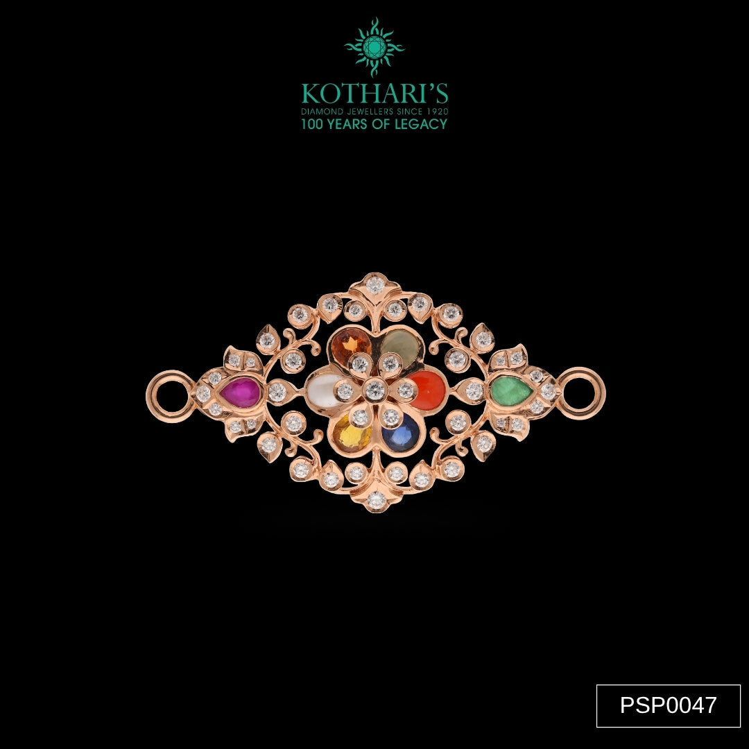 Navratna Stone Diamond Side Piece in 18KT Rose Gold