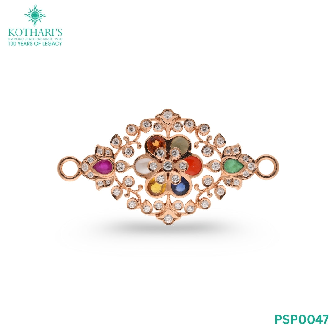 Navratna Stone Diamond Side Piece in 18KT Rose Gold