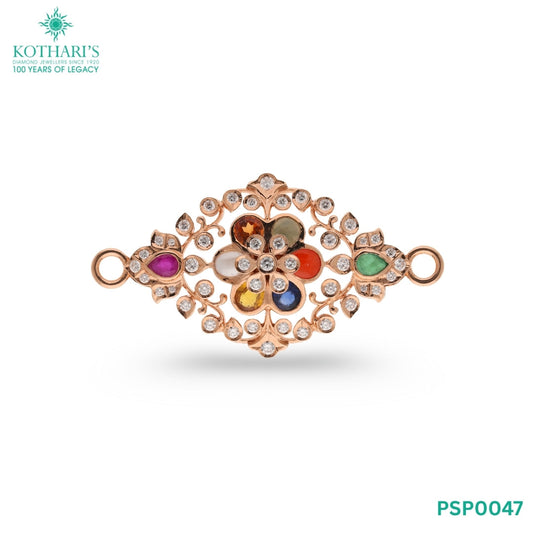 Navratna Stone Diamond Side Piece in 18KT Rose Gold