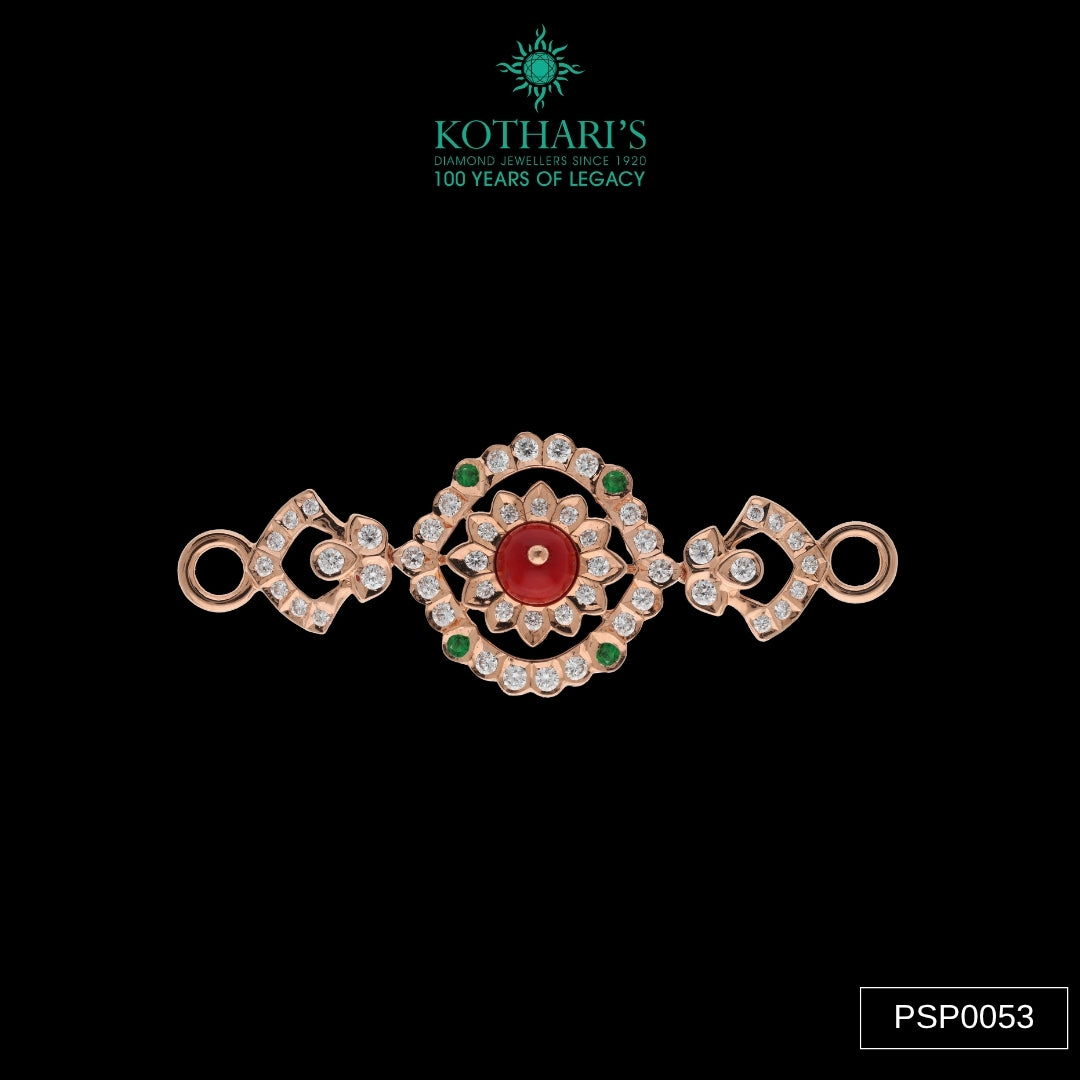 Emerald & Coral Diamond Side Piece in 18KT Rose Gold