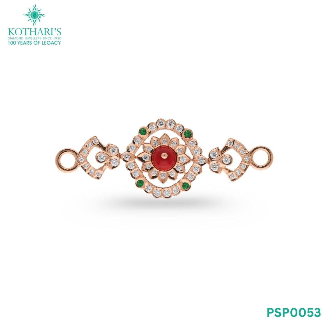 Emerald & Coral Diamond Side Piece in 18KT Rose Gold