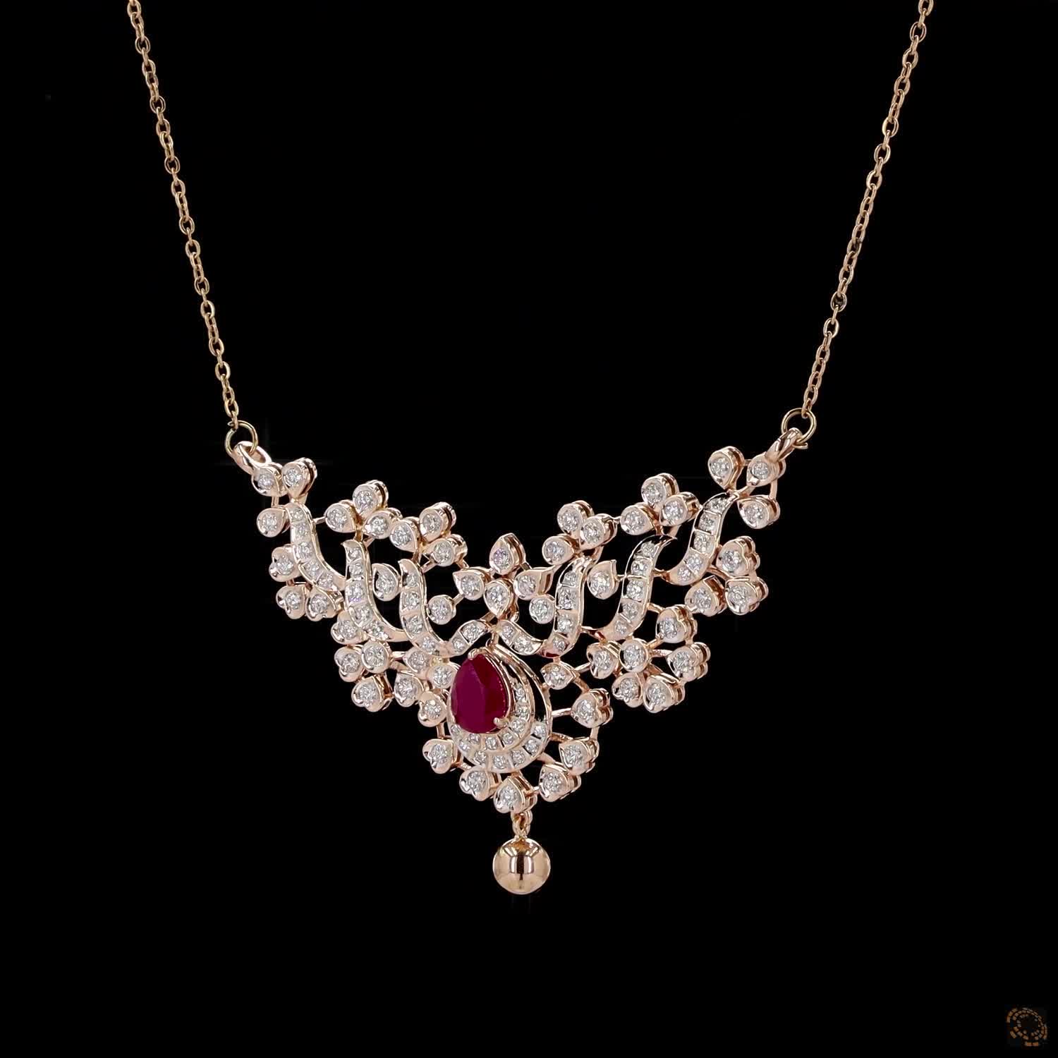 Ruby Diamond Pendant in 18KT Yellow Gold