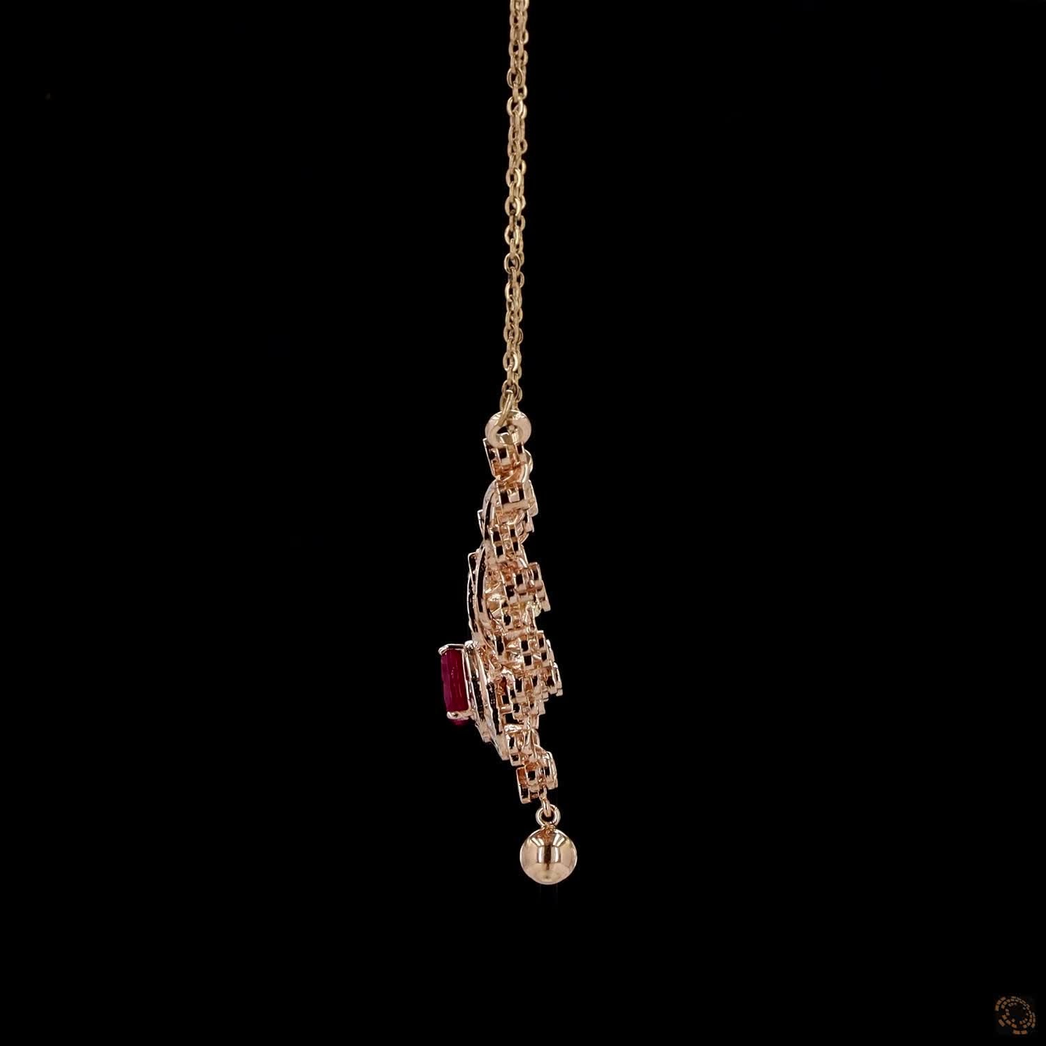 Ruby Diamond Pendant in 18KT Yellow Gold